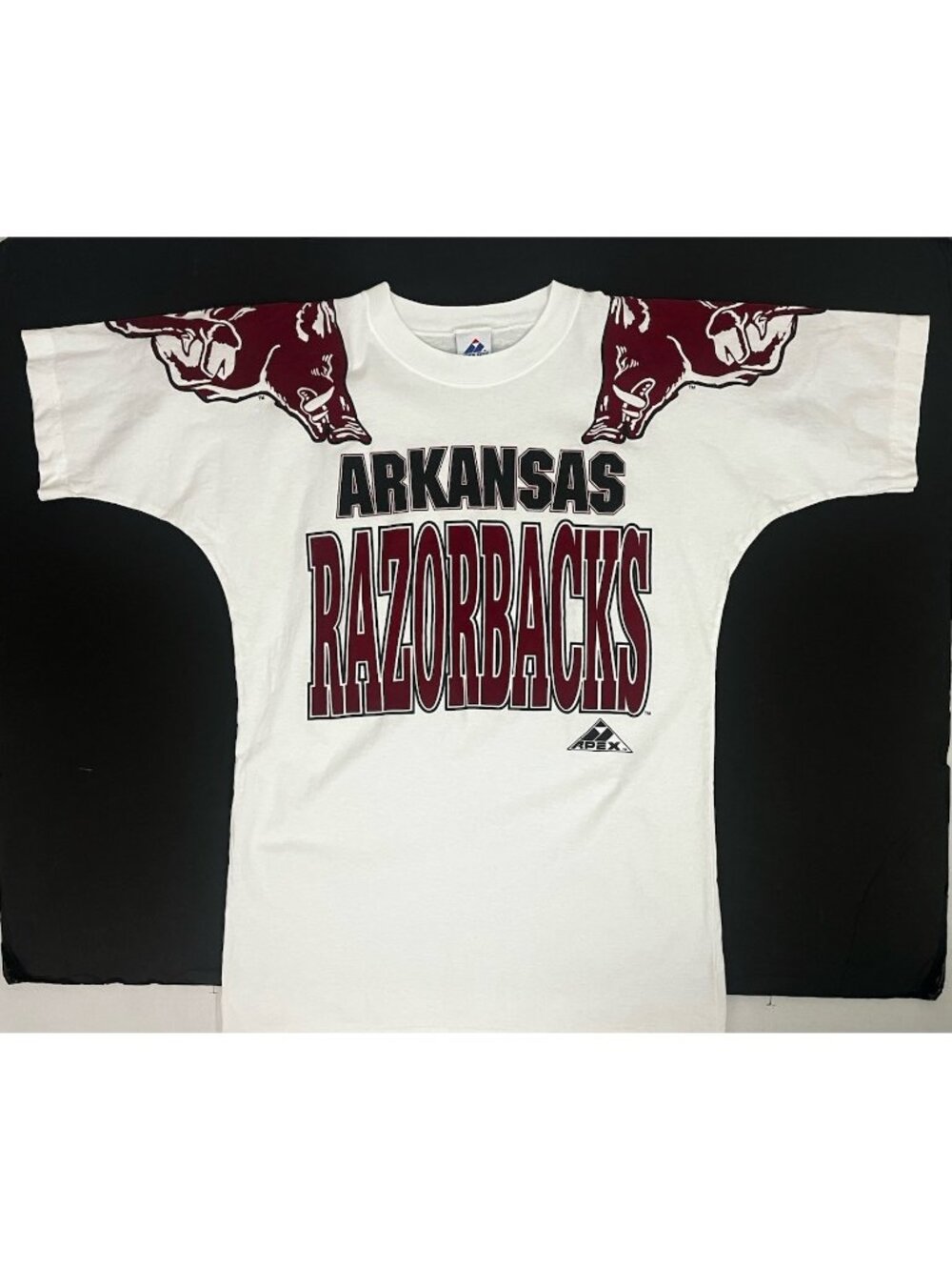 Vintage 90s Arkansas Razorbacks Apex One T-Shirt Men's L White Graphic Tee